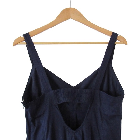 Jason Wu Open Back Poplin Midi Dress Large Navy Blue Sleeveless Minimalist - Picture 7 of 9